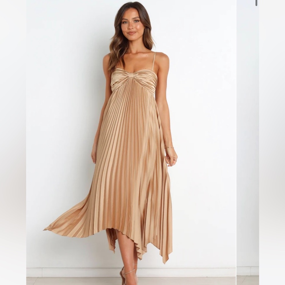 Gold pleated dress